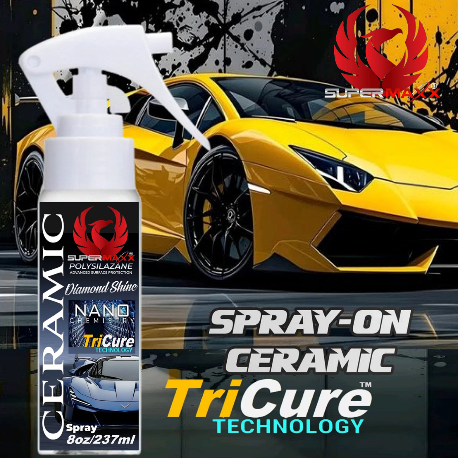 CERAMIC CAR COATING SPRAY TRICURE "ADVANCED PAINT PROTECTION" WET LOOK GLOSS