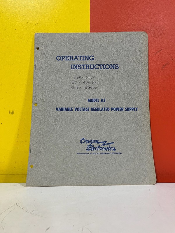 Oregon Electronics A3 Variable Power Supply Operating Instructions