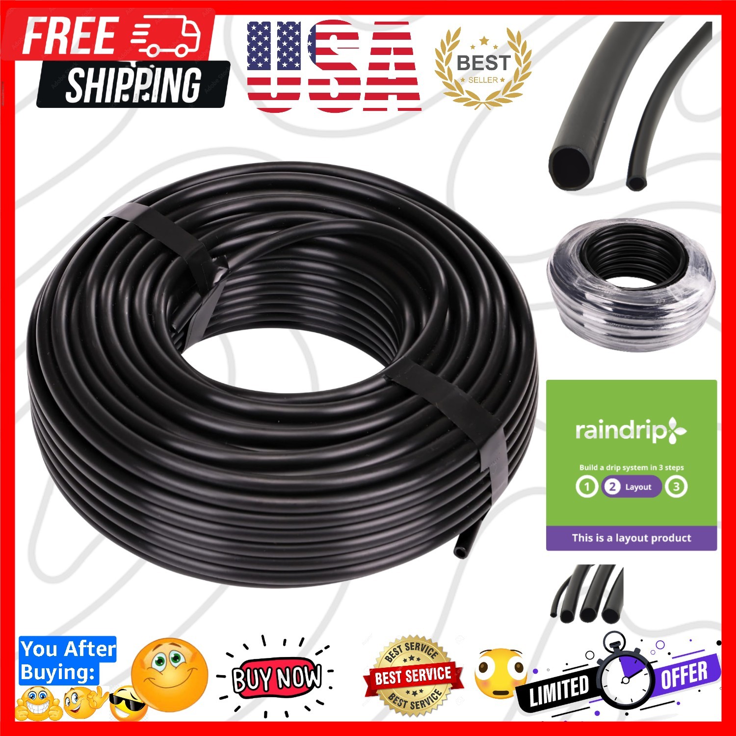 016010T 1/4-Inch Drip Irrigation Supply Tubing, 100-Foot., for Drip Irrigatio...
