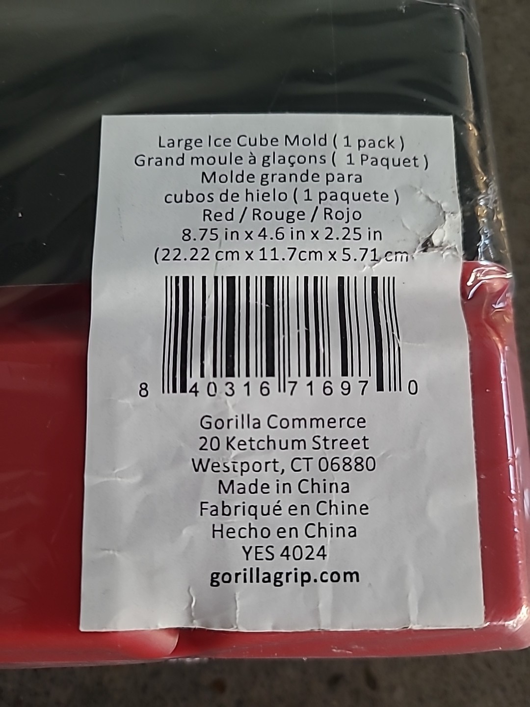 New Gorilla Grip Large Ice Cube Mold (1 Pack) Red 8 Cube