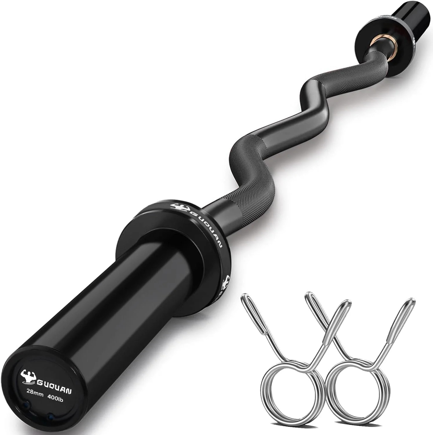 Olympic EZ Curl Barbell Bar, 400LBS Weight Capacity Olympic Curl Bar, 4ft Barbel