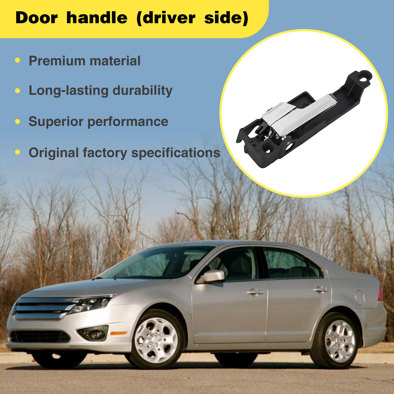 For Ford Fusion 2006-2012 Front Inner Inside Door Handle Chrome Left Driver Side