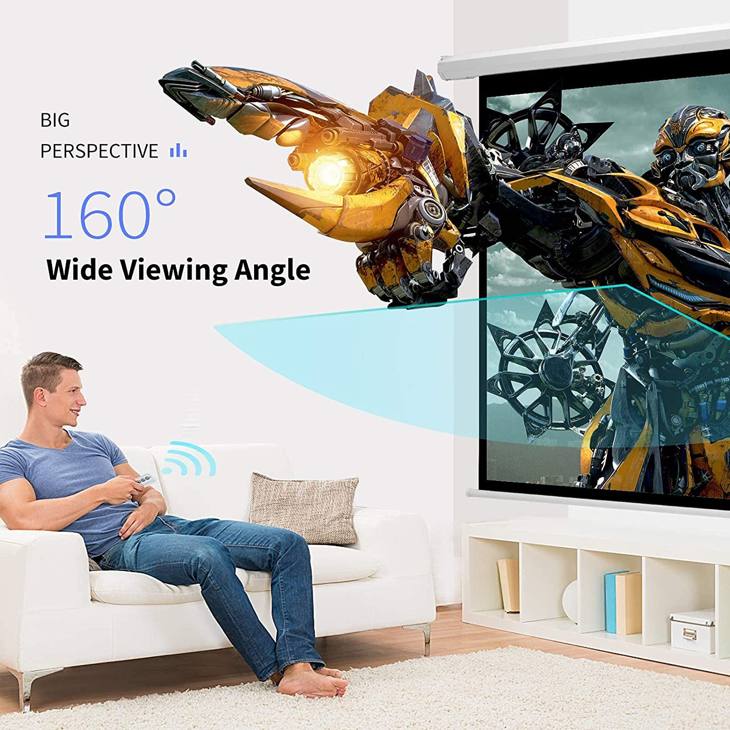 120 Inch Projector Screen Motorized,4:3 HD Retractable Electric Projector Screen