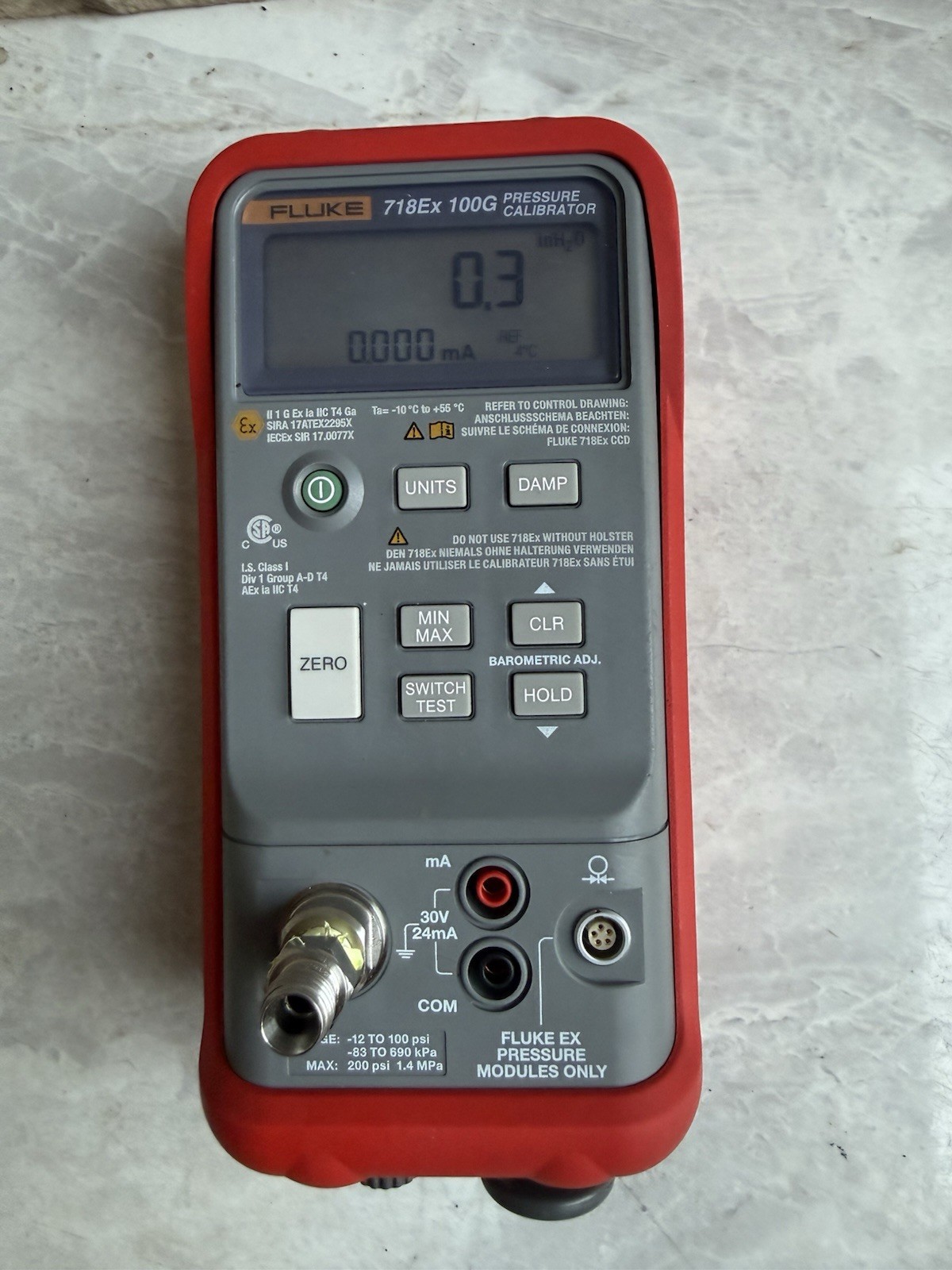 Fluke 718Ex 100G Pressure Calibrator