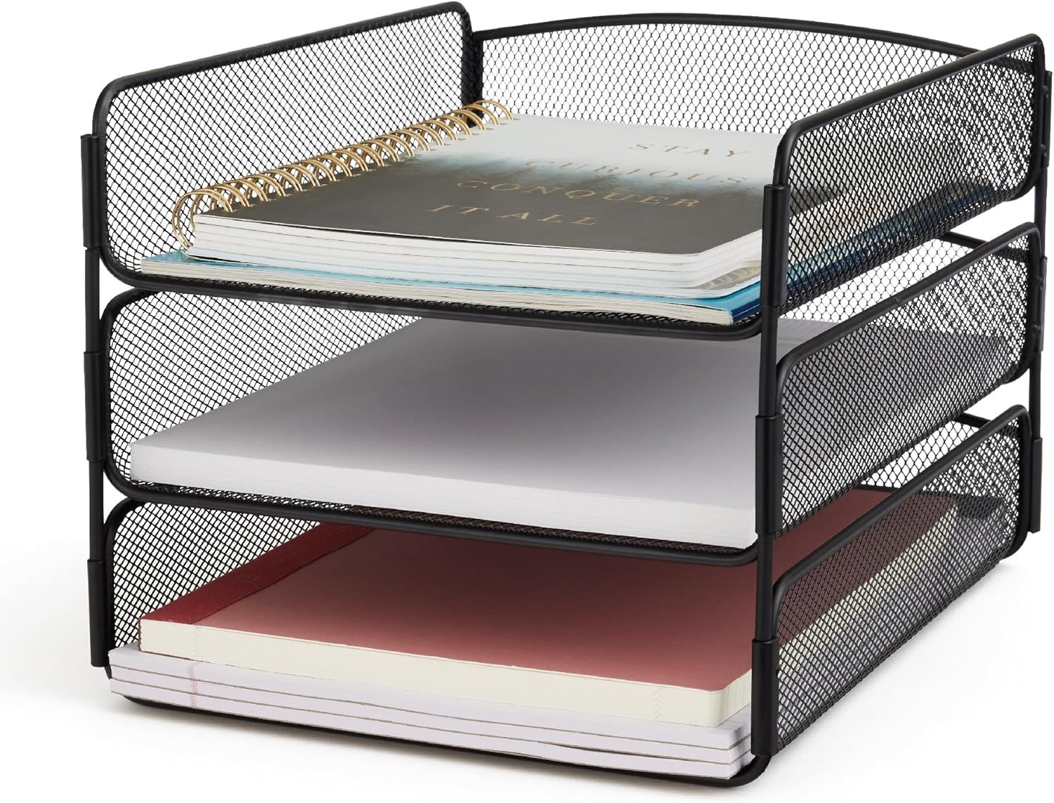 Onyx Desk Organizer, 3 Trays, Office and Classroom Mailbox, Paper and Mail Sorte