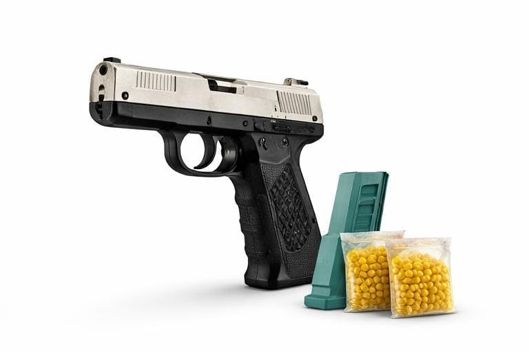 Safe Plastic Toy Pistol with Magazine Manual Action Kids Adventure Play Toy