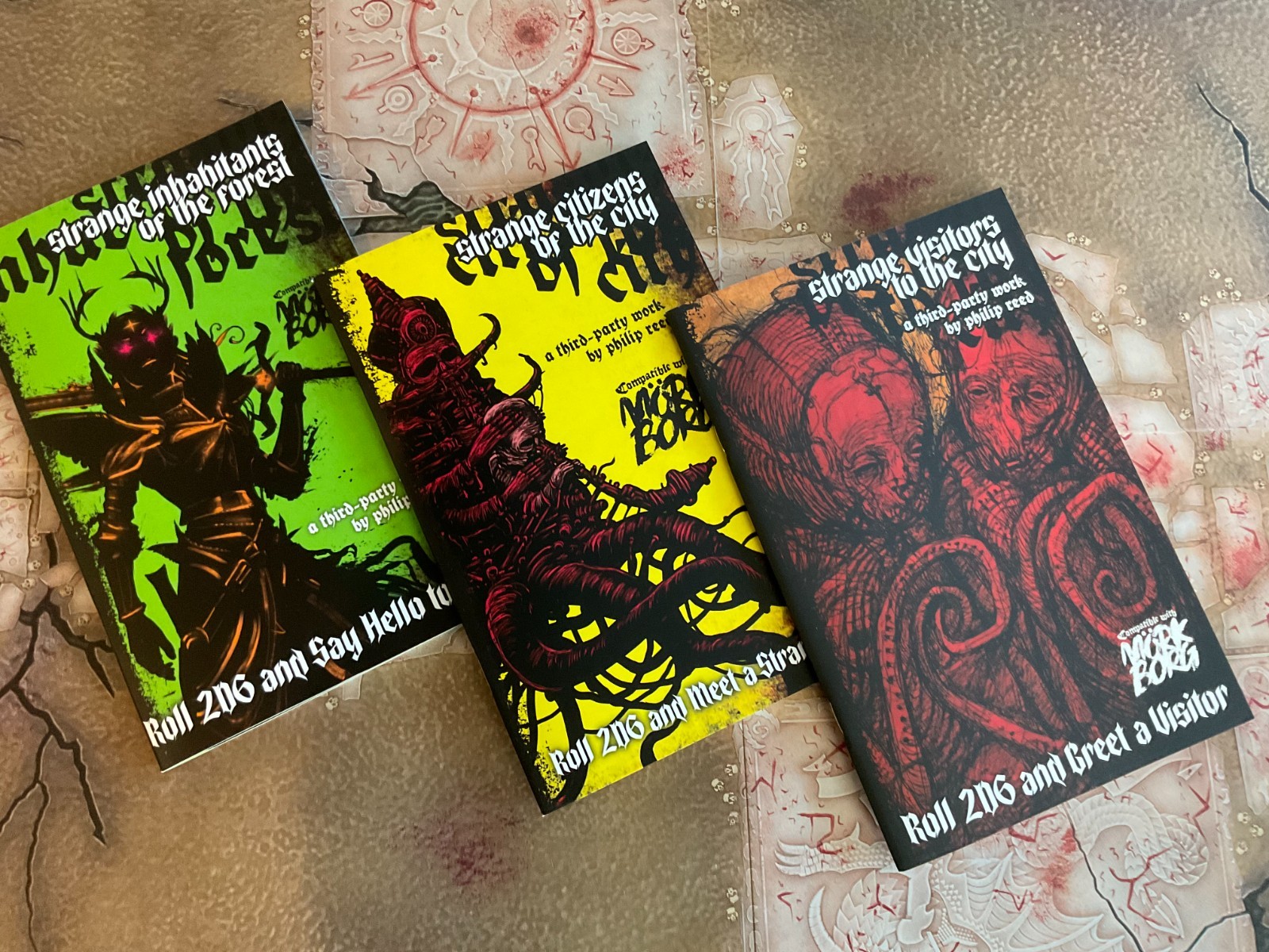 Mork Borg RPG Philip Reed Roll d26 lot Strange Visitors CITIZENS Inhabitants PB