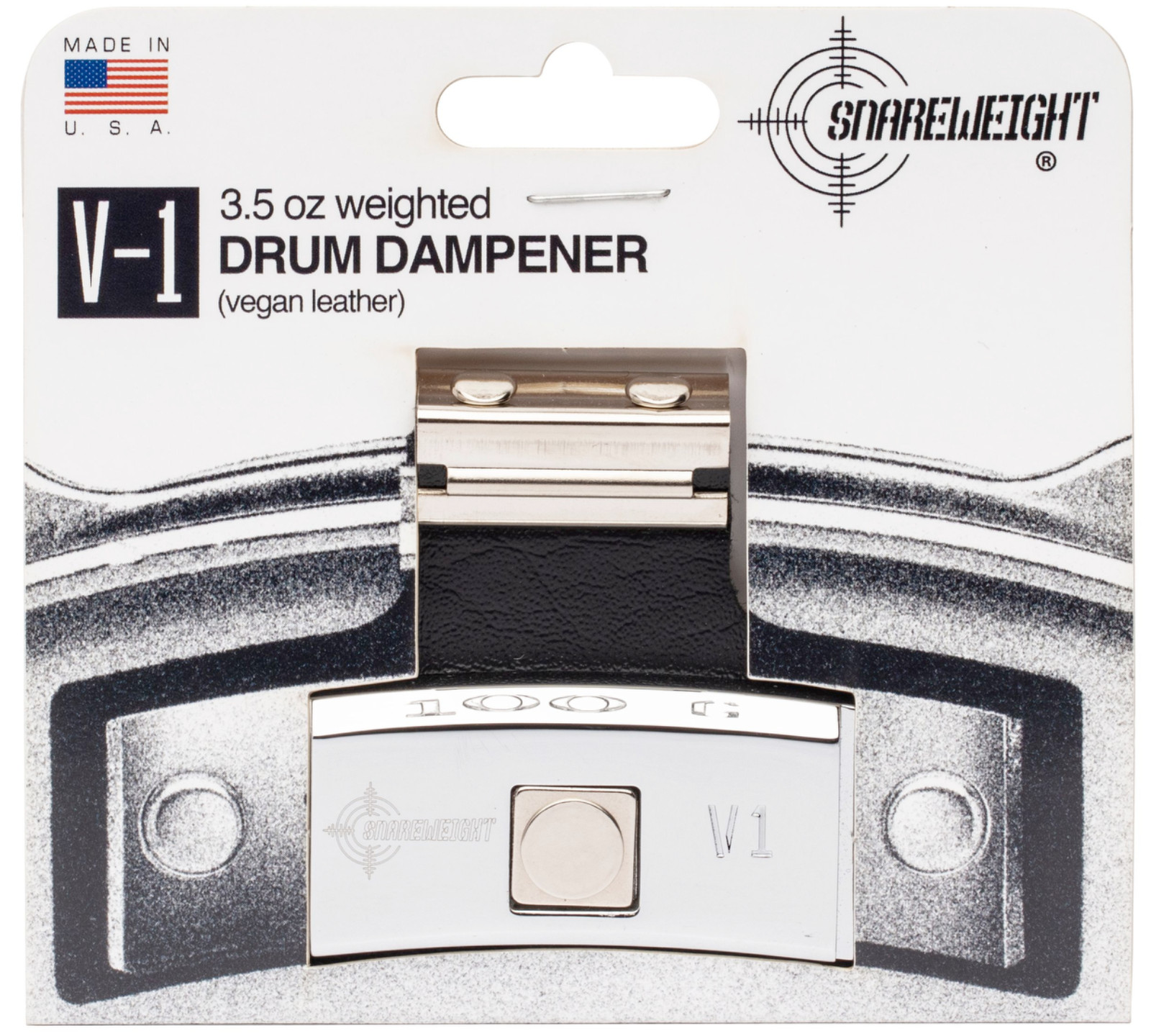 Snareweight V1 Vegan Leather Tone Control Dampener • Chrome • FREE USA SHIPPING