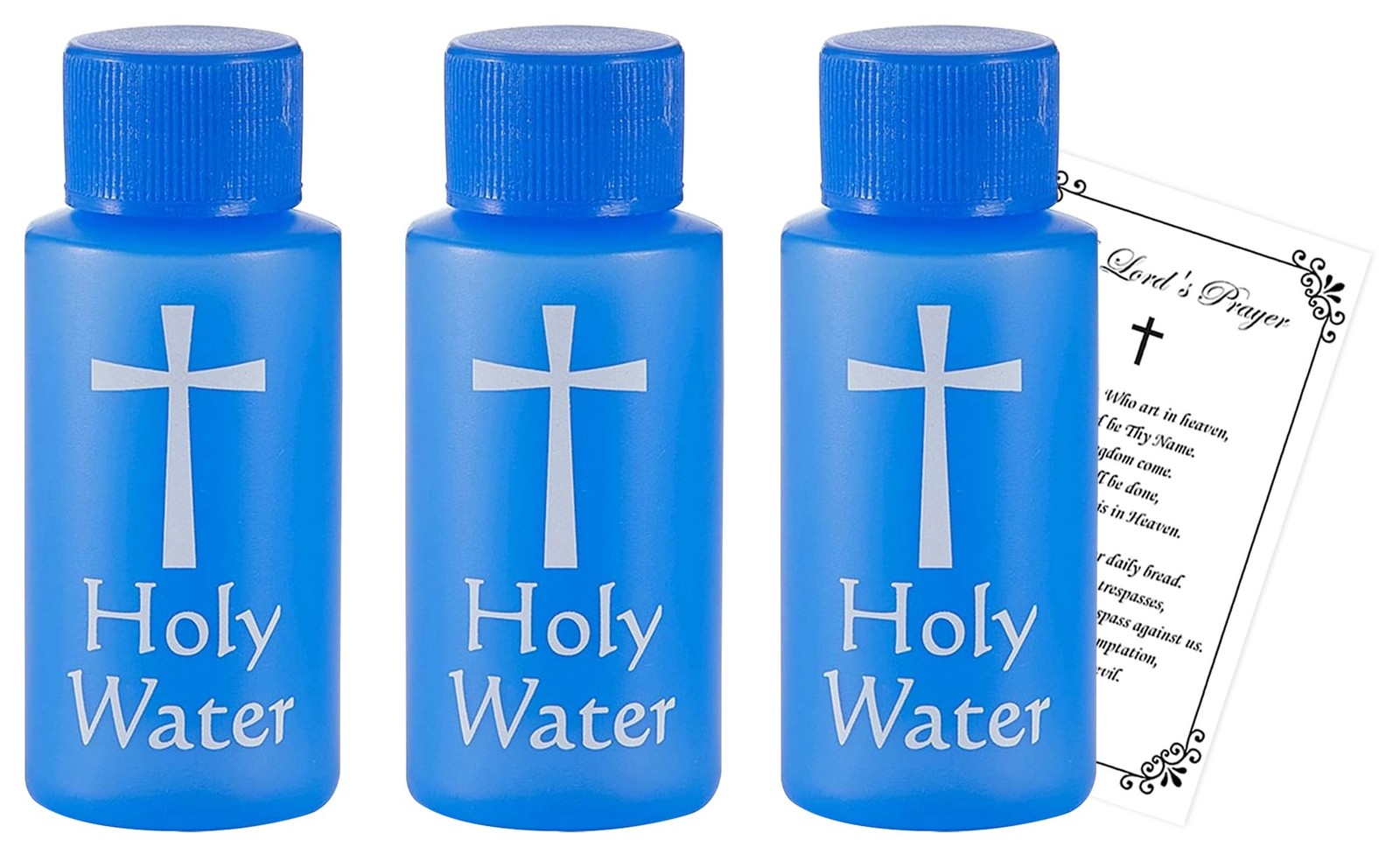 1 Ounce Empty Holy Water Bottle Catholic Prayer Set Blue Container 4 PCS