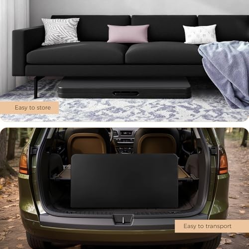 34" Folding Card Table Square Foldable Table Plastic Portable with Black