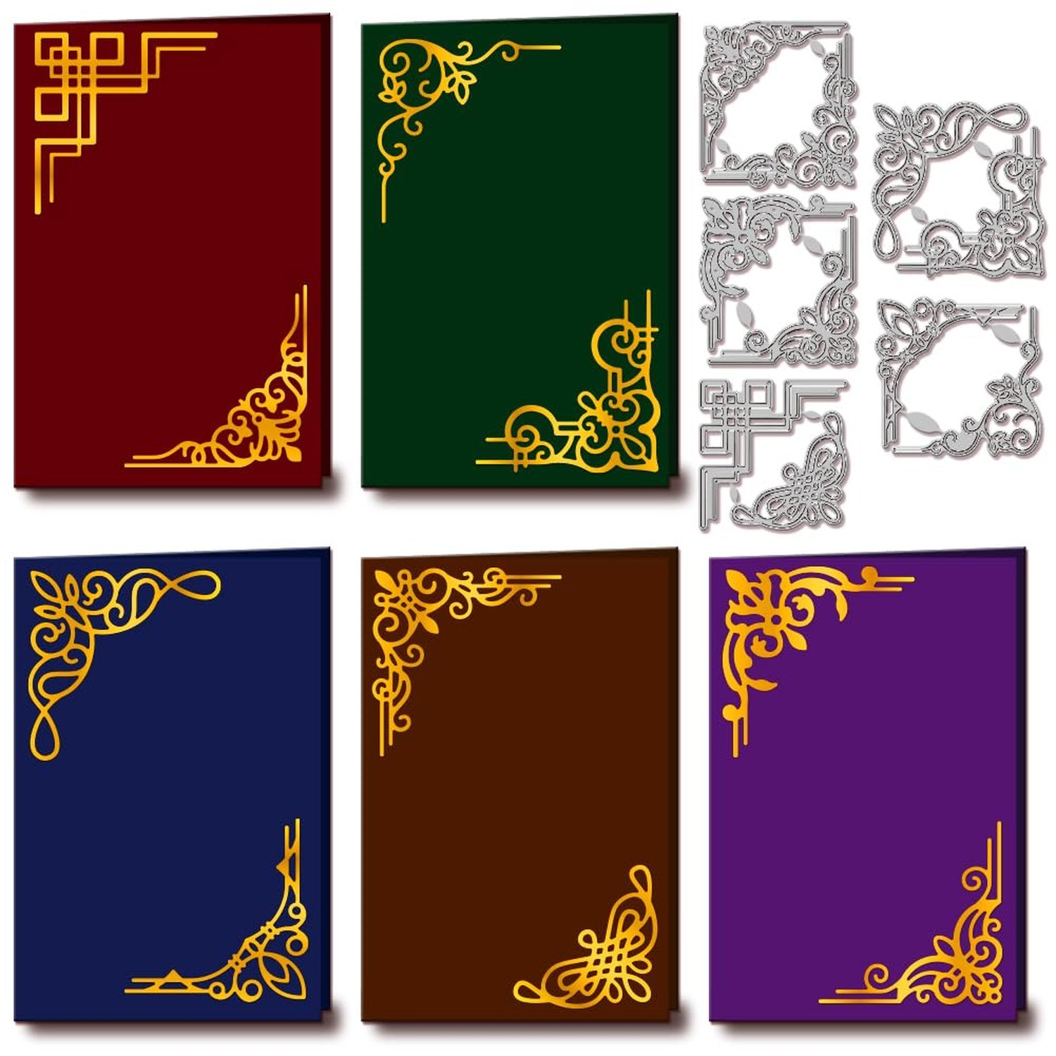 GLOBLELAND Frame Corner Cutting Dies for Card Making Flower Lace Corner Cut D...