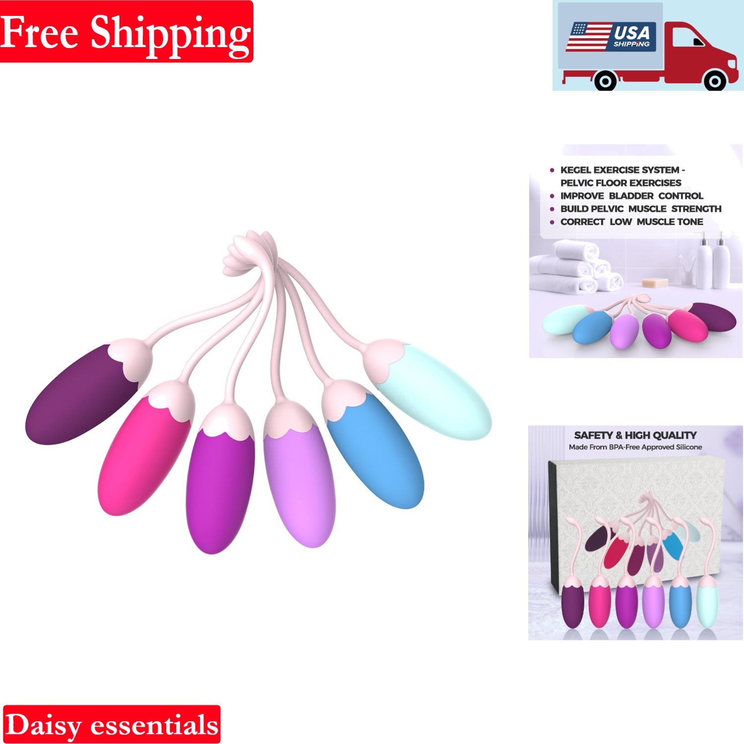 Kegel Exercise System 6-Piece Set for Women Pelvic Floor Strengthening Silico...