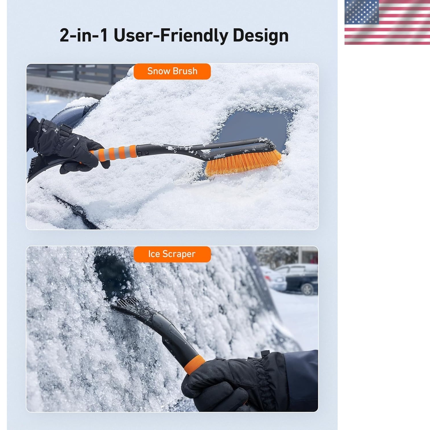 Ergonomic 27'' Snow Brush & Heavy-Duty Ice Scraper - Built for Extreme Weather