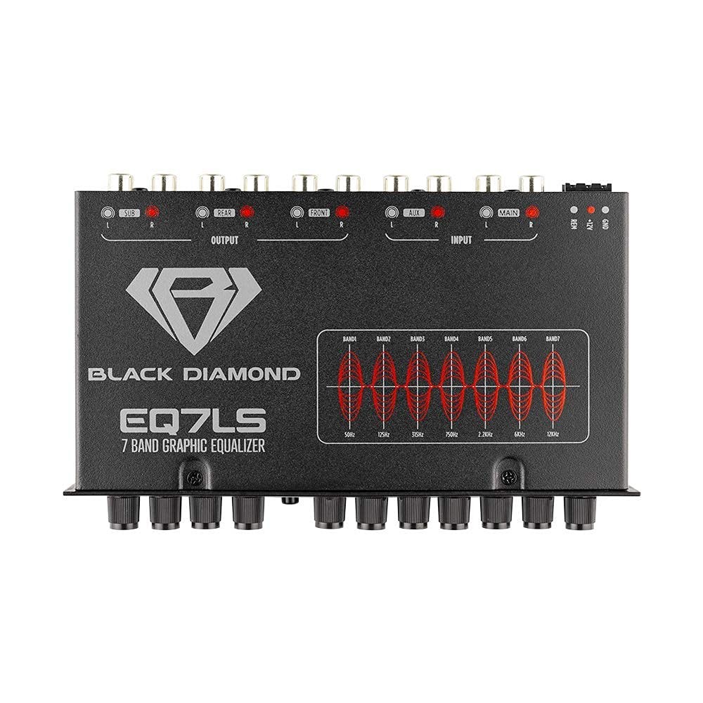 Black Diamond EQ7LS 7-Band Stereo Equalizer/Crossover Pre Amp Equalizer black