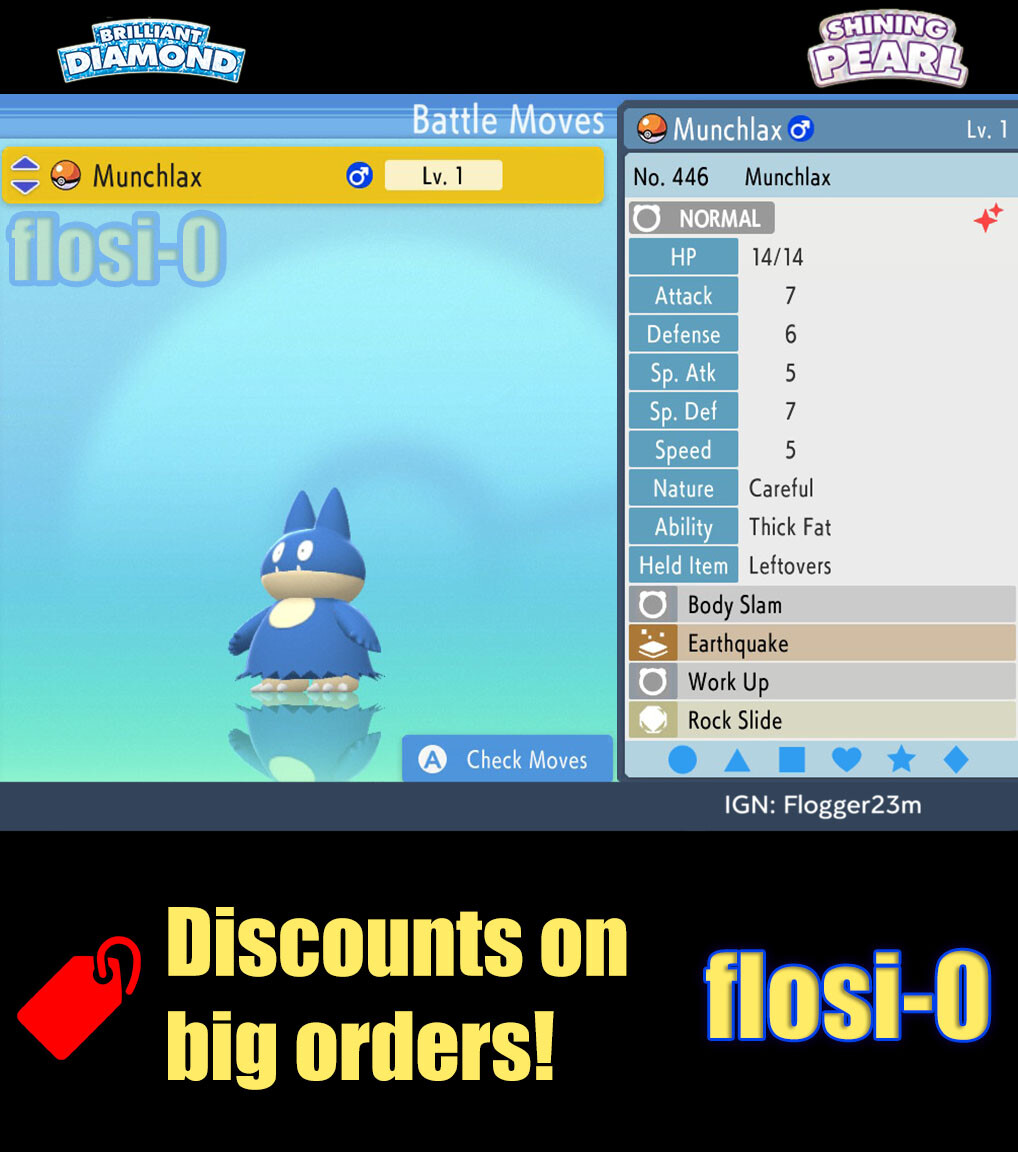 6IV Shiny Munchlax Pokemon Brilliant Diamond and Shining Pearl