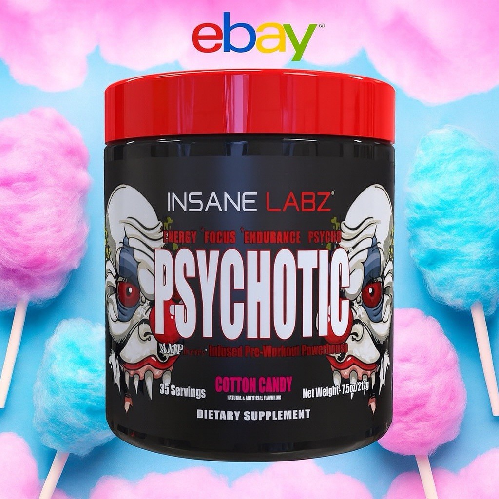 INSANE LABZ PSYCH-O-TIC Cotton CandyPowerhouse Energy Focus Endurance 35 Serving