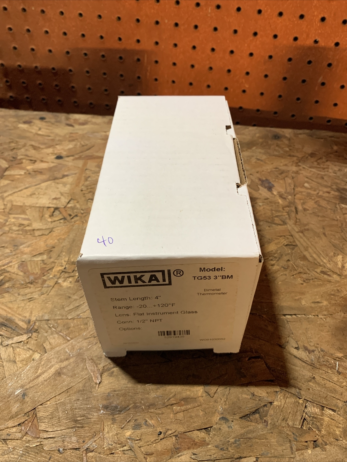 Wika Bi-Metal Thermometer TG53, 3" Back Mount, 6" Stem, 25° to 125° F, 1/2" NPT