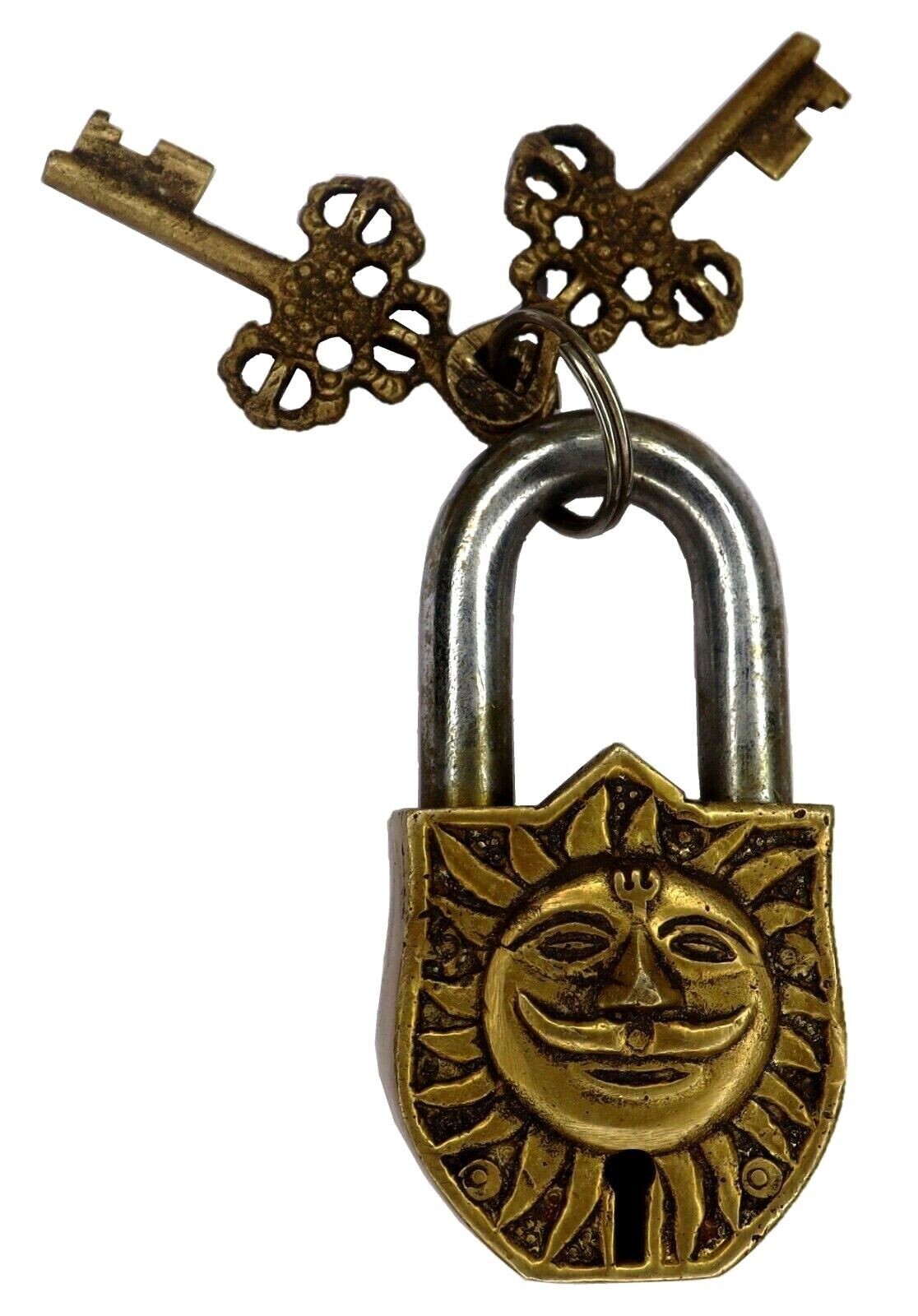 Lord Sun Shape Door Lock Antique Vintage Style Handmade Brass Padlock Home...