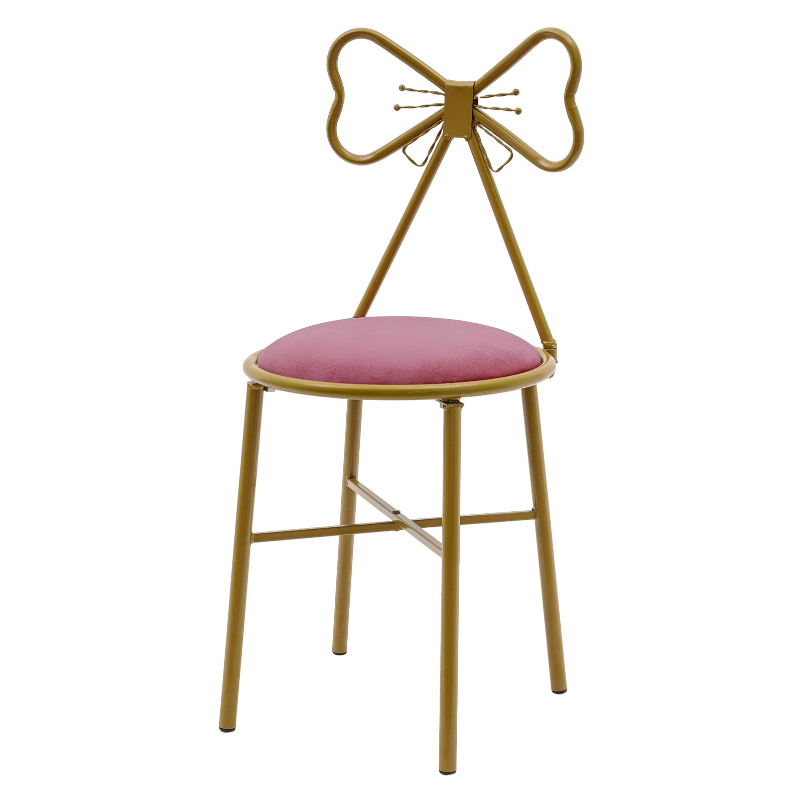 Butterfly Backrest Chair Vanity Stool Pink Velvet Stool Chair Makeup Chair