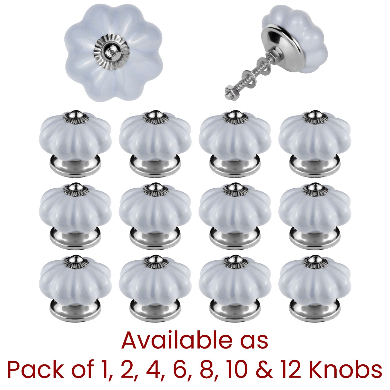 ⭐ Pumpkin Greyish Blue Ceramic Door Knobs Cabinets Cupboard Drawers Pulls Handle