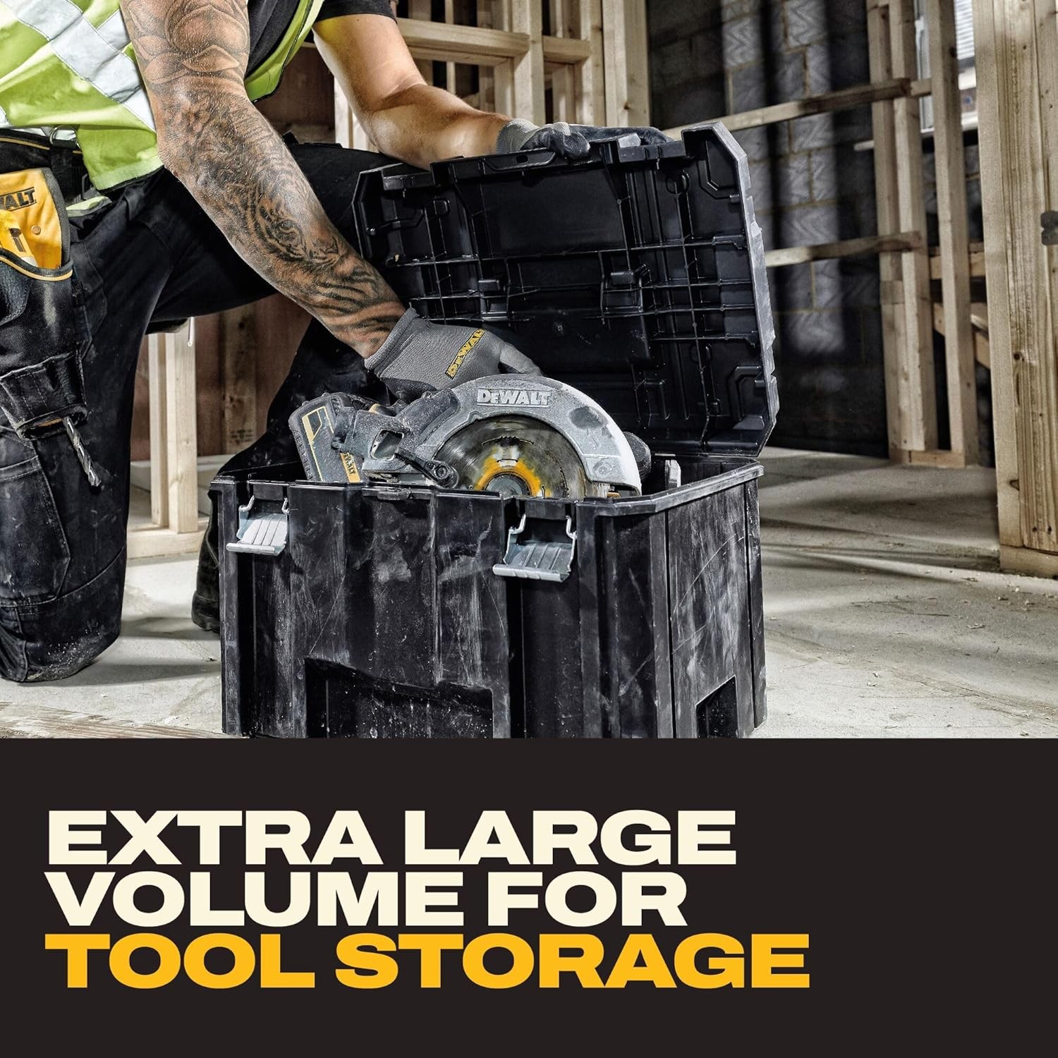 DEWALT TSTAK Tool Box, Extra Large Design, Removable Tray for Easy Access to Too