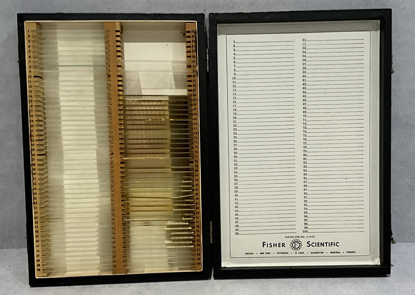 Vintage 1960s Fisher Scientific Microscope Slide Box Lot Prepared & Blank