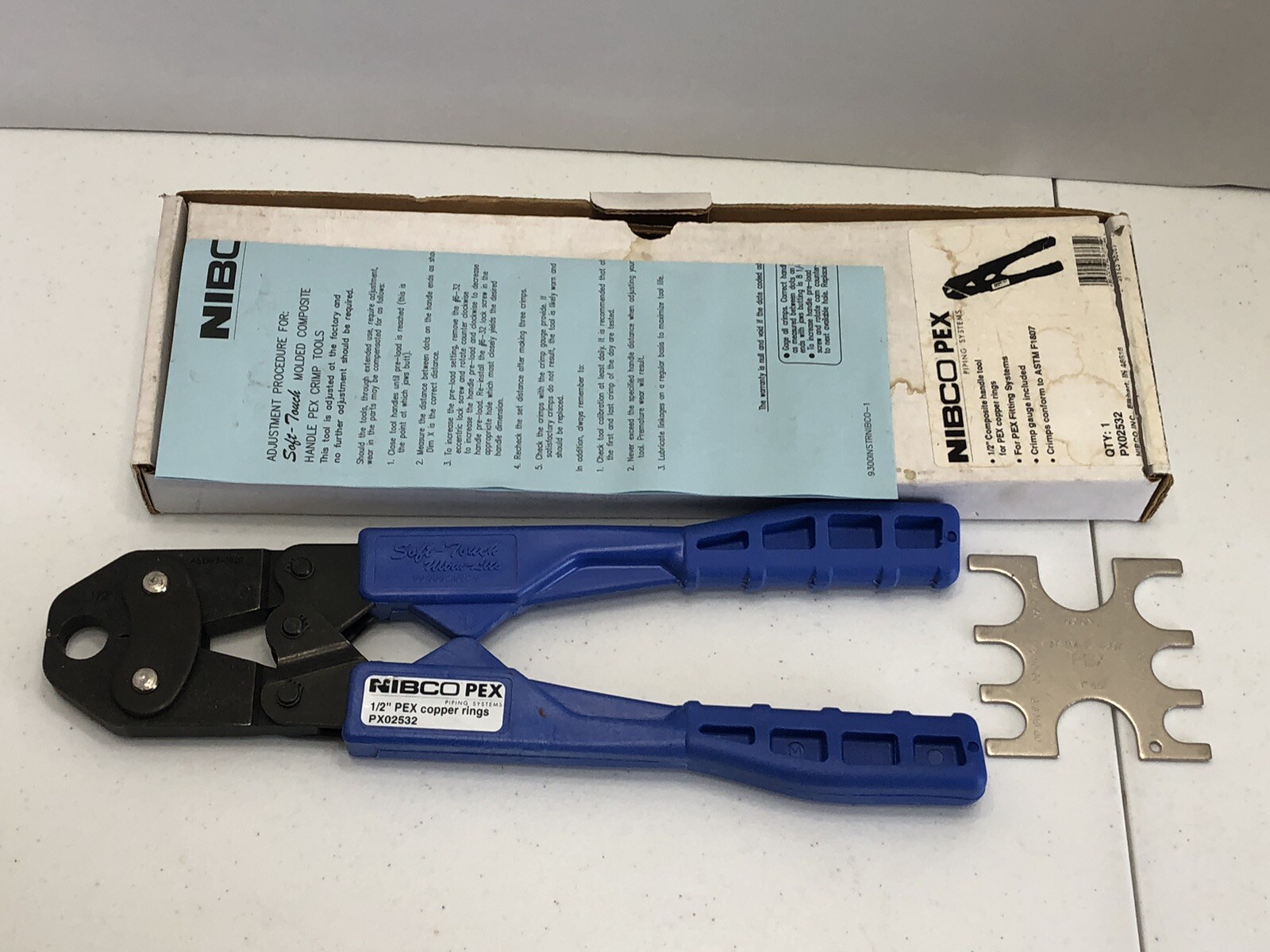 NIBCO PX02532 1/2" PEX Copper Ring Crimp Tool & Gauge conforms to ASTM F1807