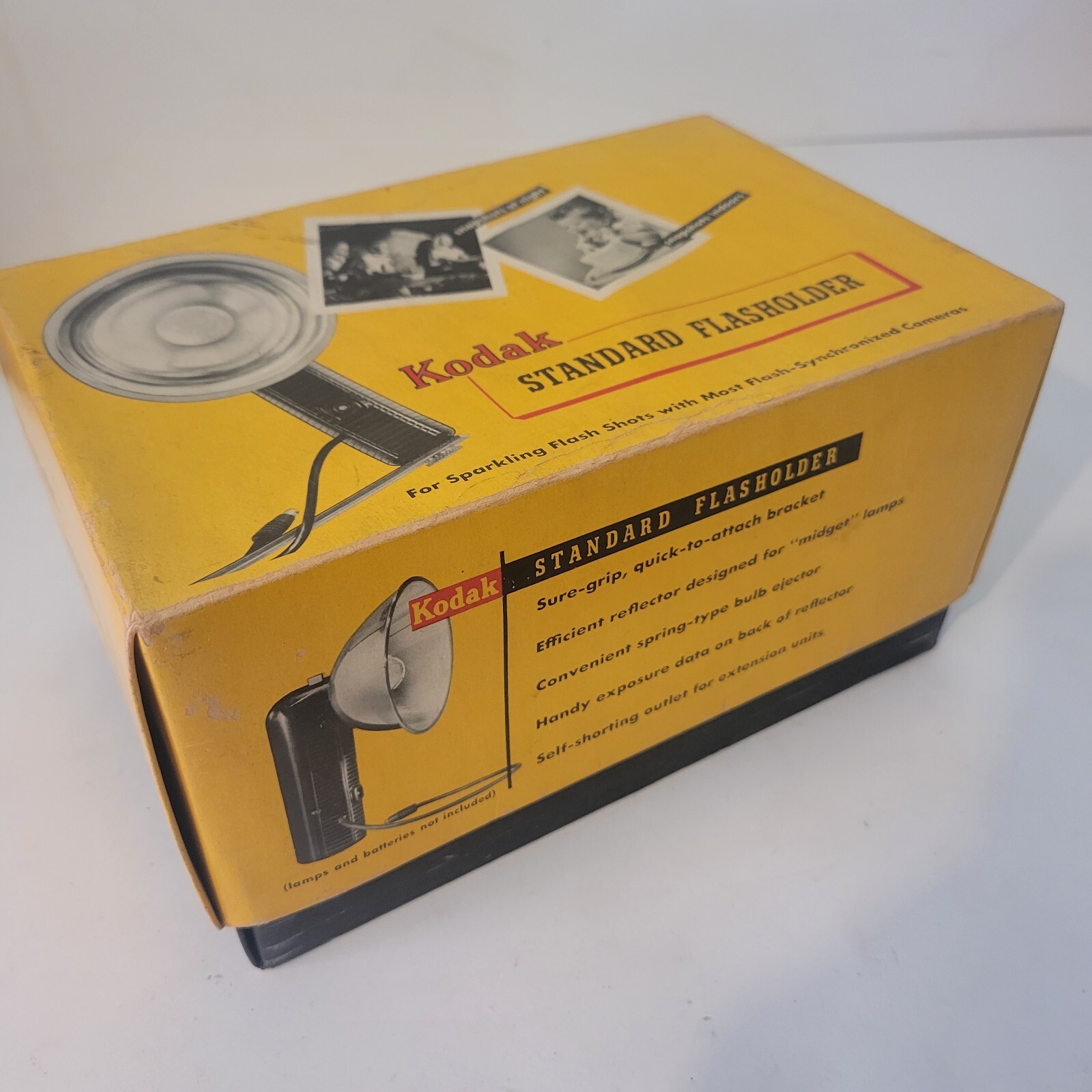 Kodak Standard Flasholder with Box, Bracket, 1-Bulb, Clean + Leather Strap