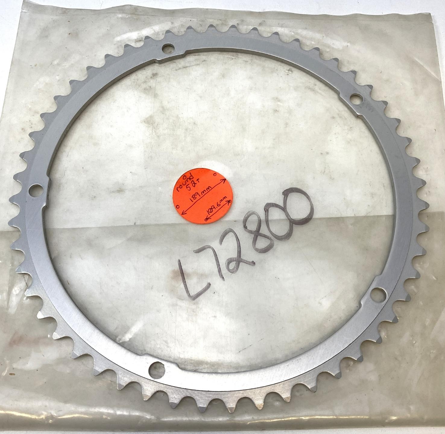 NOS bicycle CHAINRING 52T 189mm BCD silver 1/2" x 3/32"