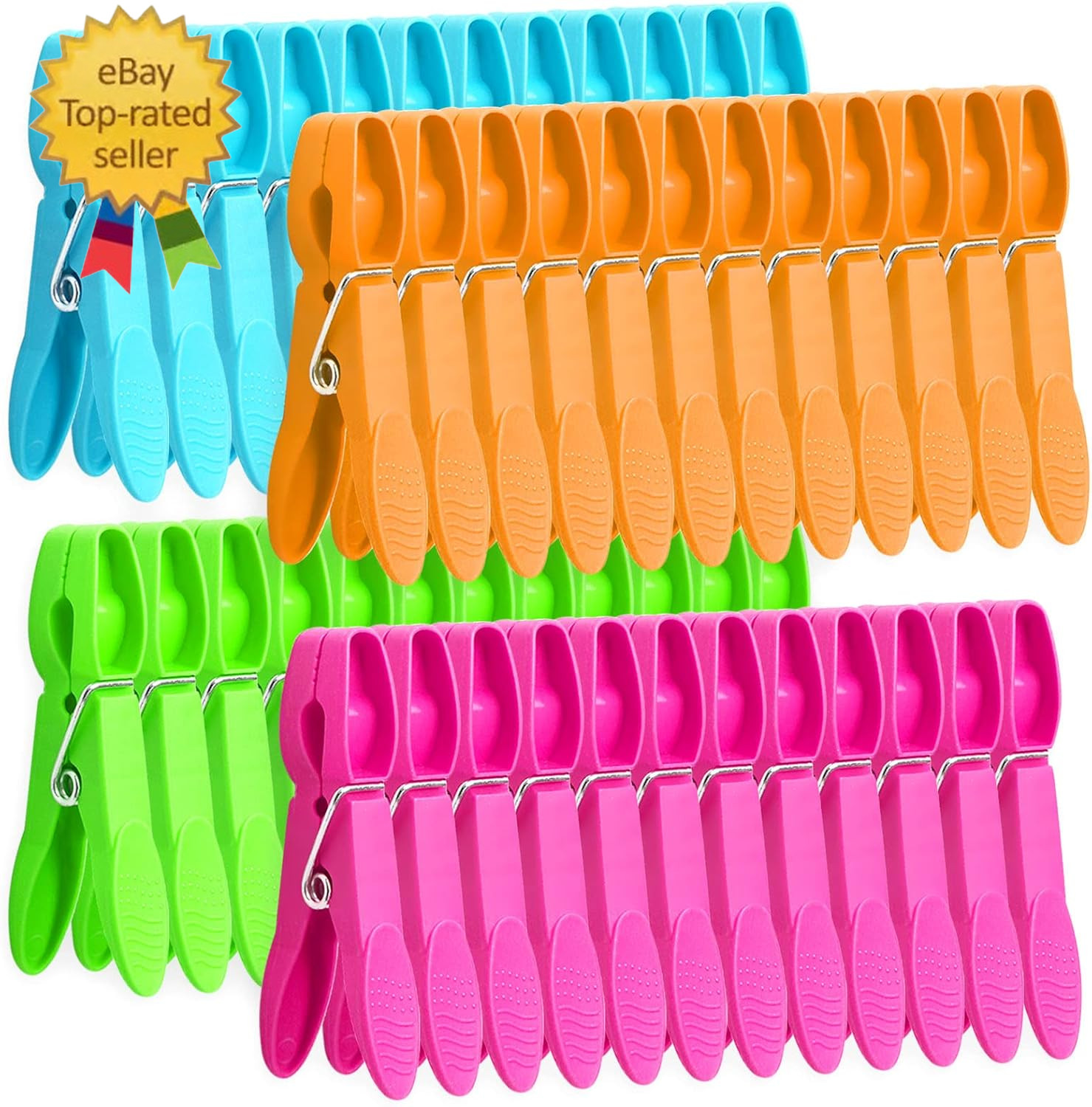 Clothes Pins,48 Pack Colored Plastic Clothespins, Clothes Pins Heavy Duty Outdoo