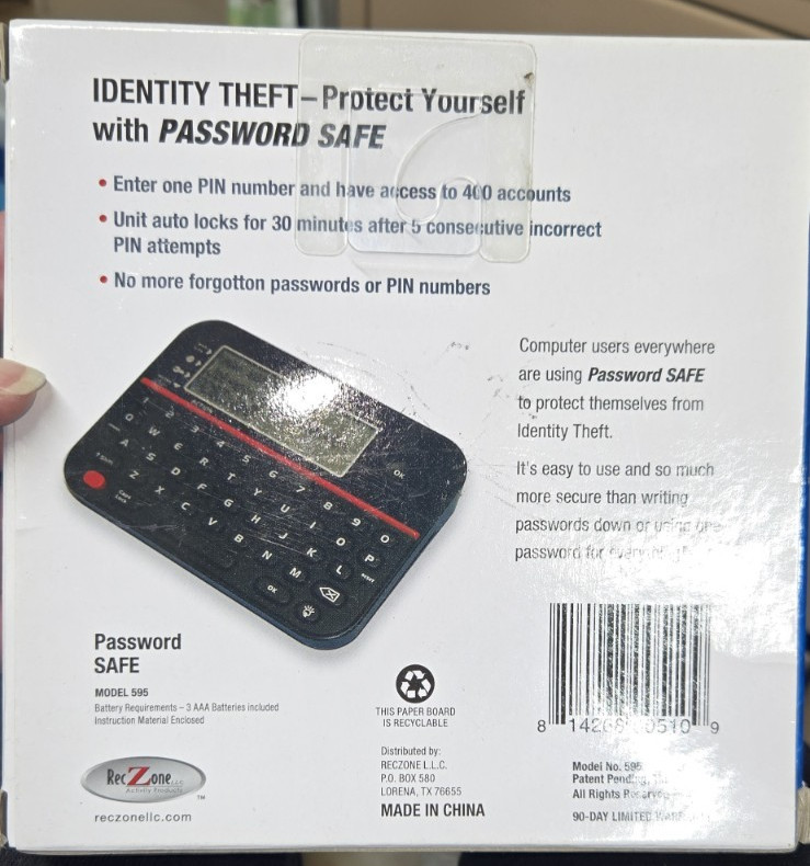 Password Keeper Safe Vault Password Organizer RecZone Model 595 New