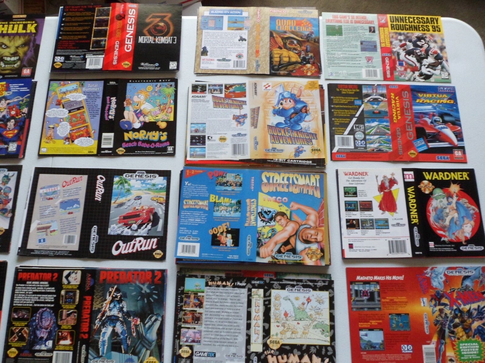 Choose: Sega Genesis Original Artwork Insert Sleeves, Pick from List