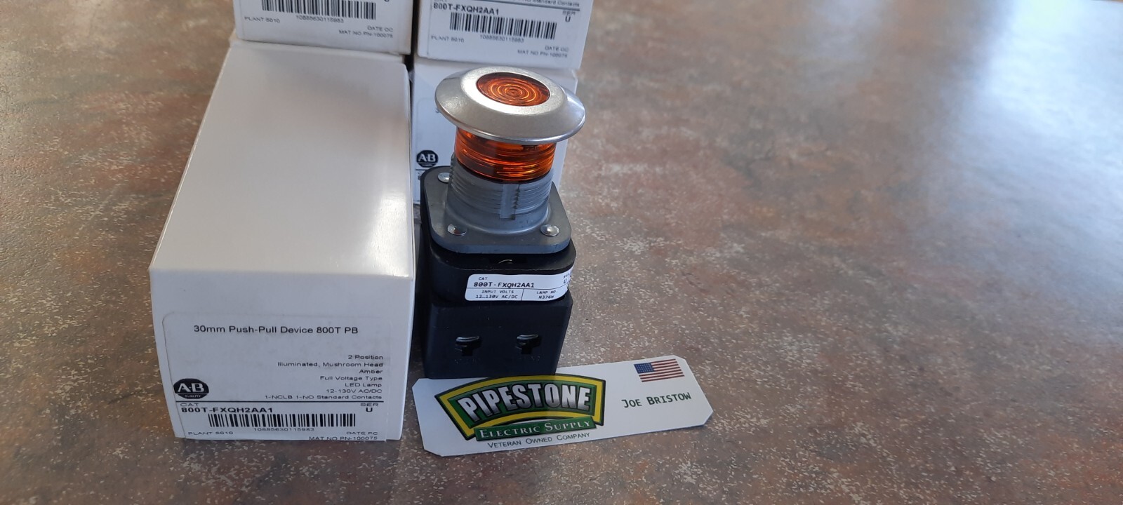 800T-FXQH2AA1  Allen Bradley 2-Pos Push-Pull Amber 12-130V LED