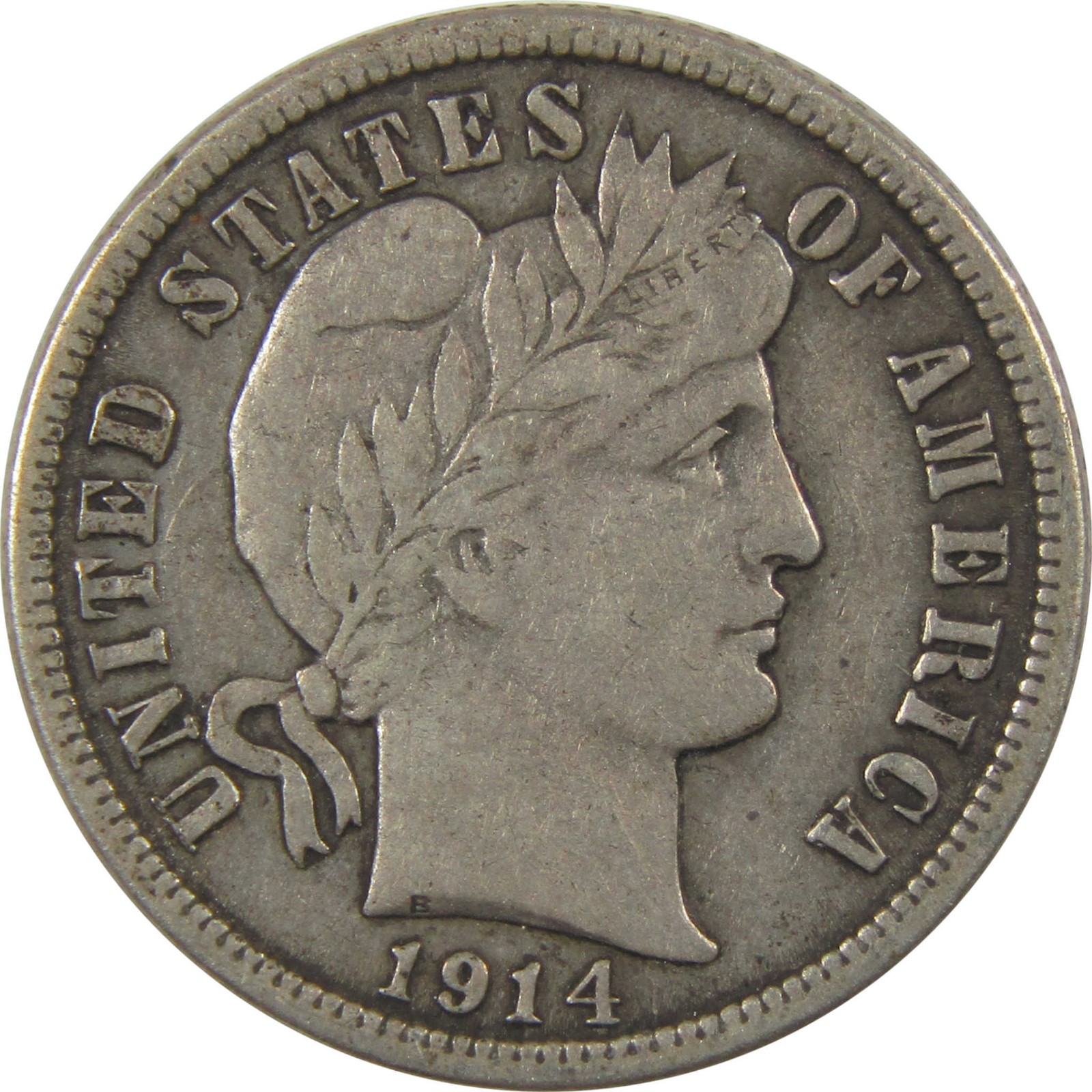 1914 Barber Silver Dime VF Very Fine 10c Coin Collectible SKU:I24042