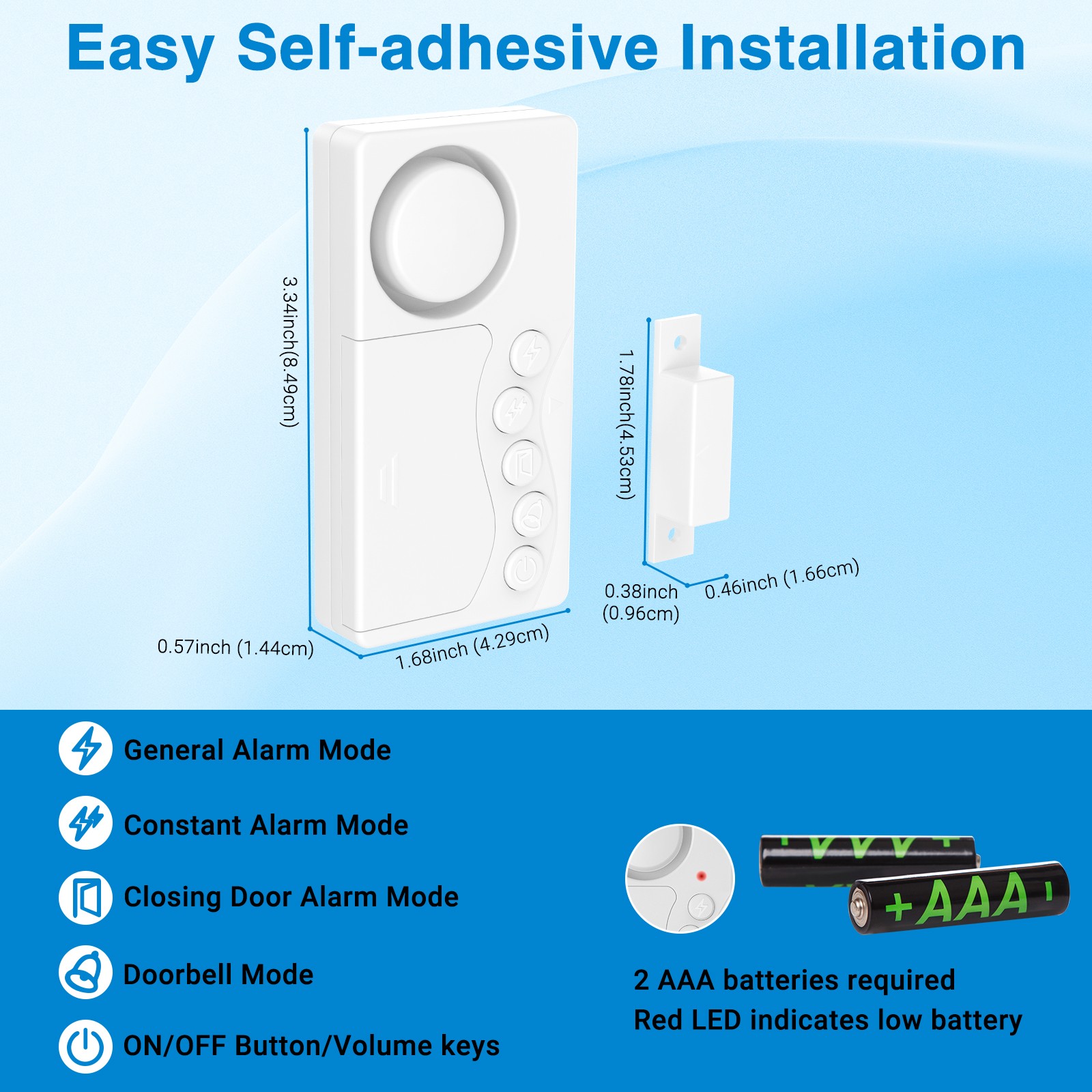 2× Adjustable Time Delay Freezer Alarm 108dB Loud 4Modes Magnetic Sensor 3Volume