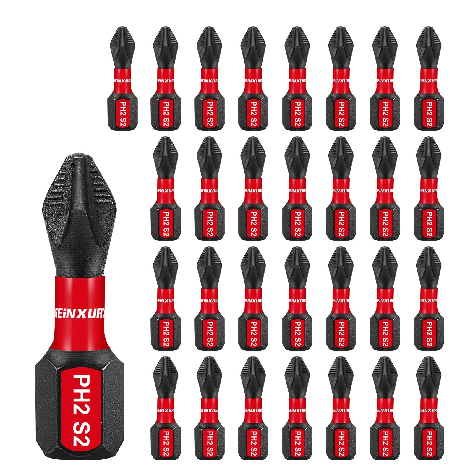 30Pieces Magnetic #2 Phillips 1 in. Hex Anti-Slip Screwdriver Bits, 1/4 Inch ...