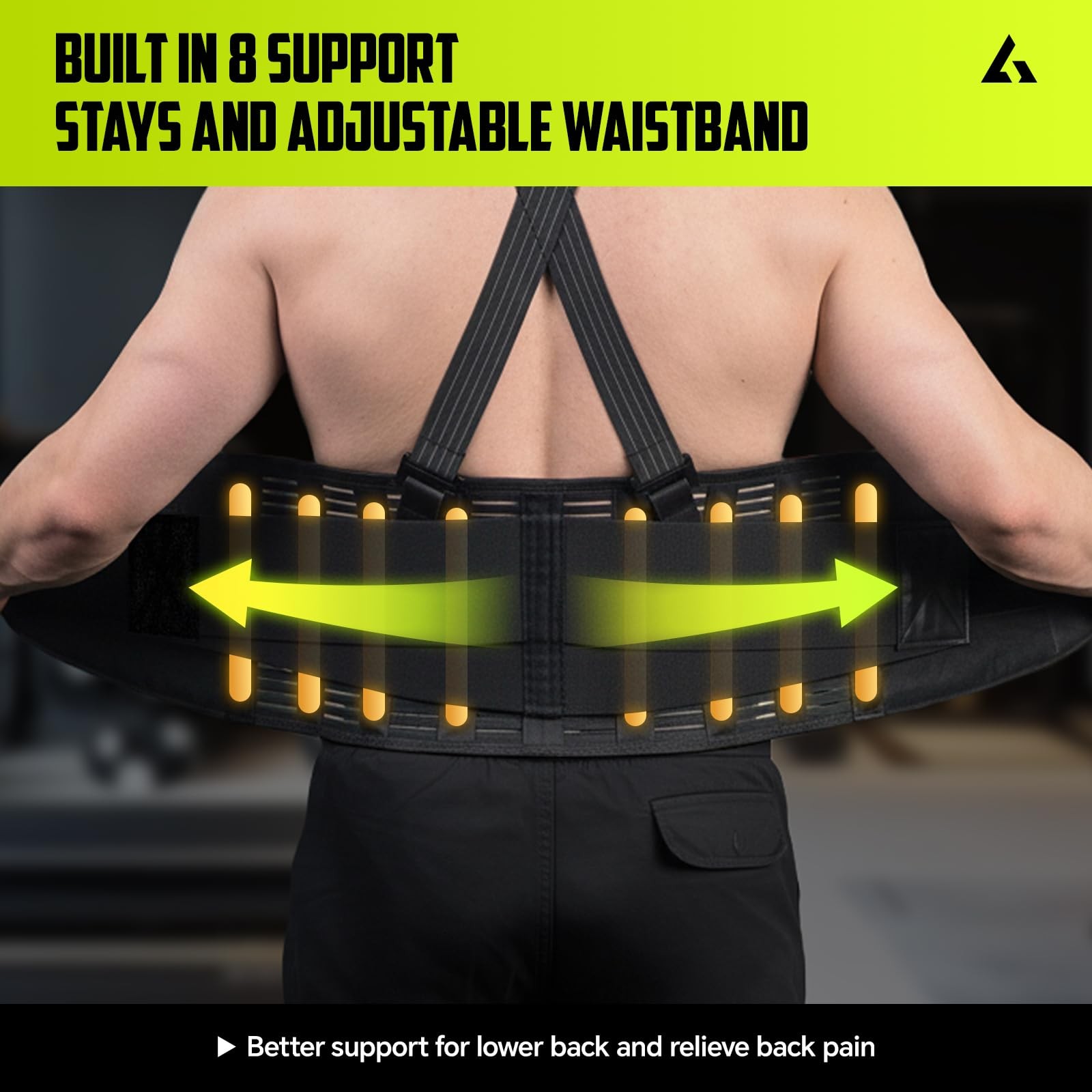 Work Back Brace with Suspenders Adjustable Lumbar Back Support Belt Men & Women