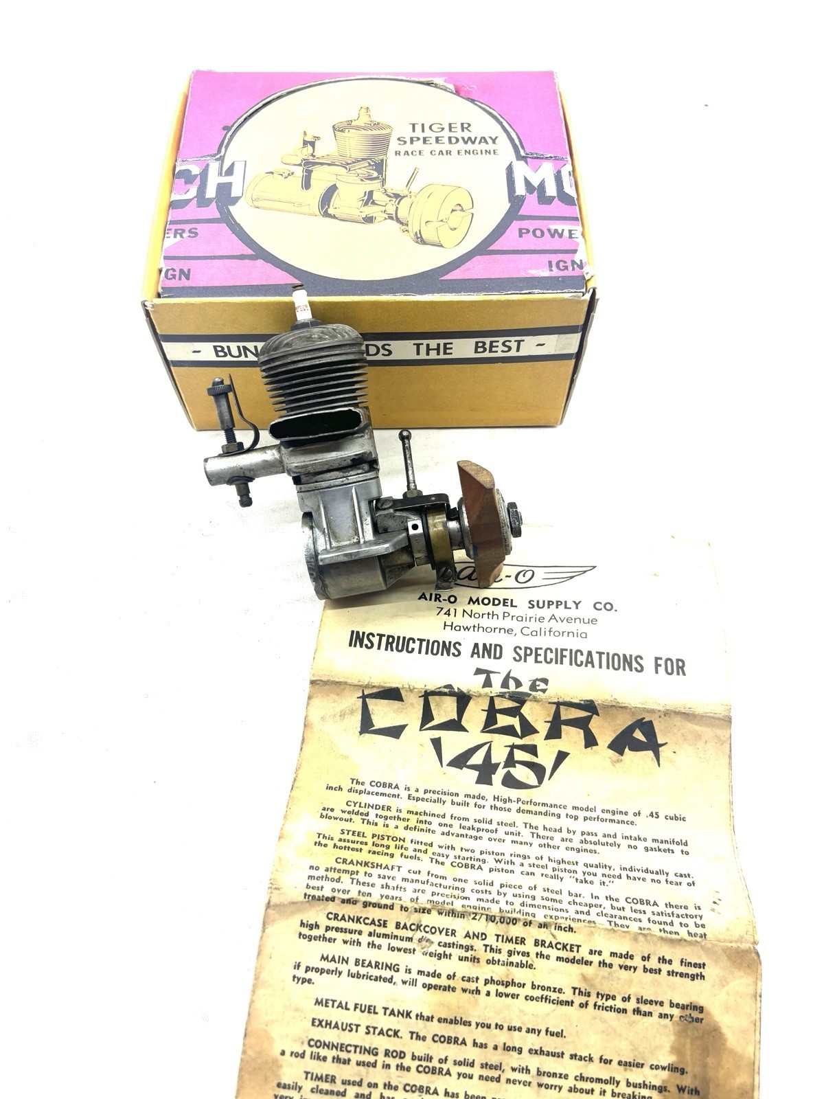 VINTAGE 1948 AIR-O-COBRA ENGINE With Box And Paperwork M3