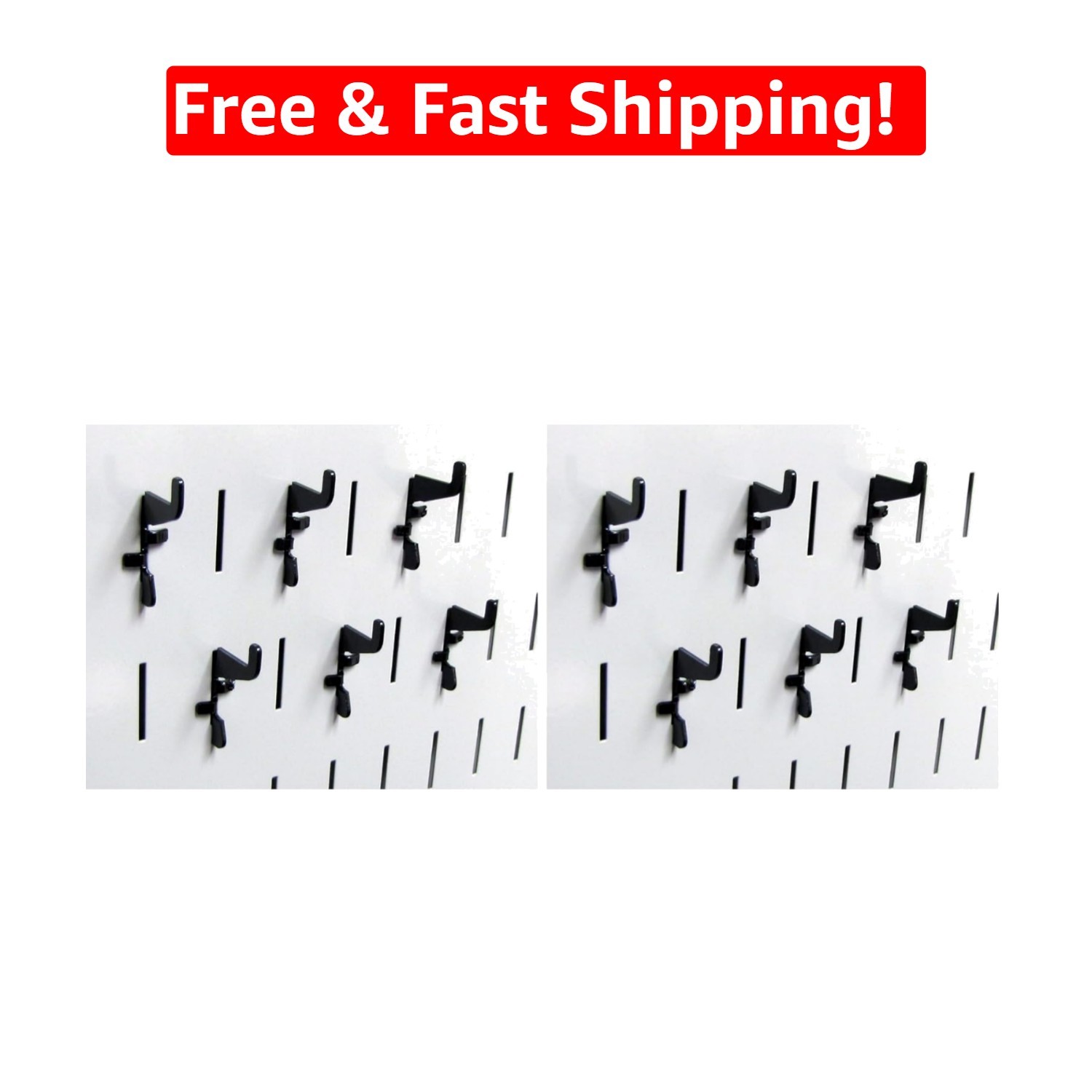 Durable Slotted Metal Pegboard Hooks - Rustic Black Pack of 2 for Versatile S...