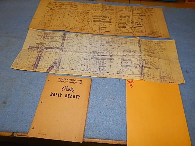 1952 Bally BEAUTY Bingo Operating Instructions Manual & Schematic