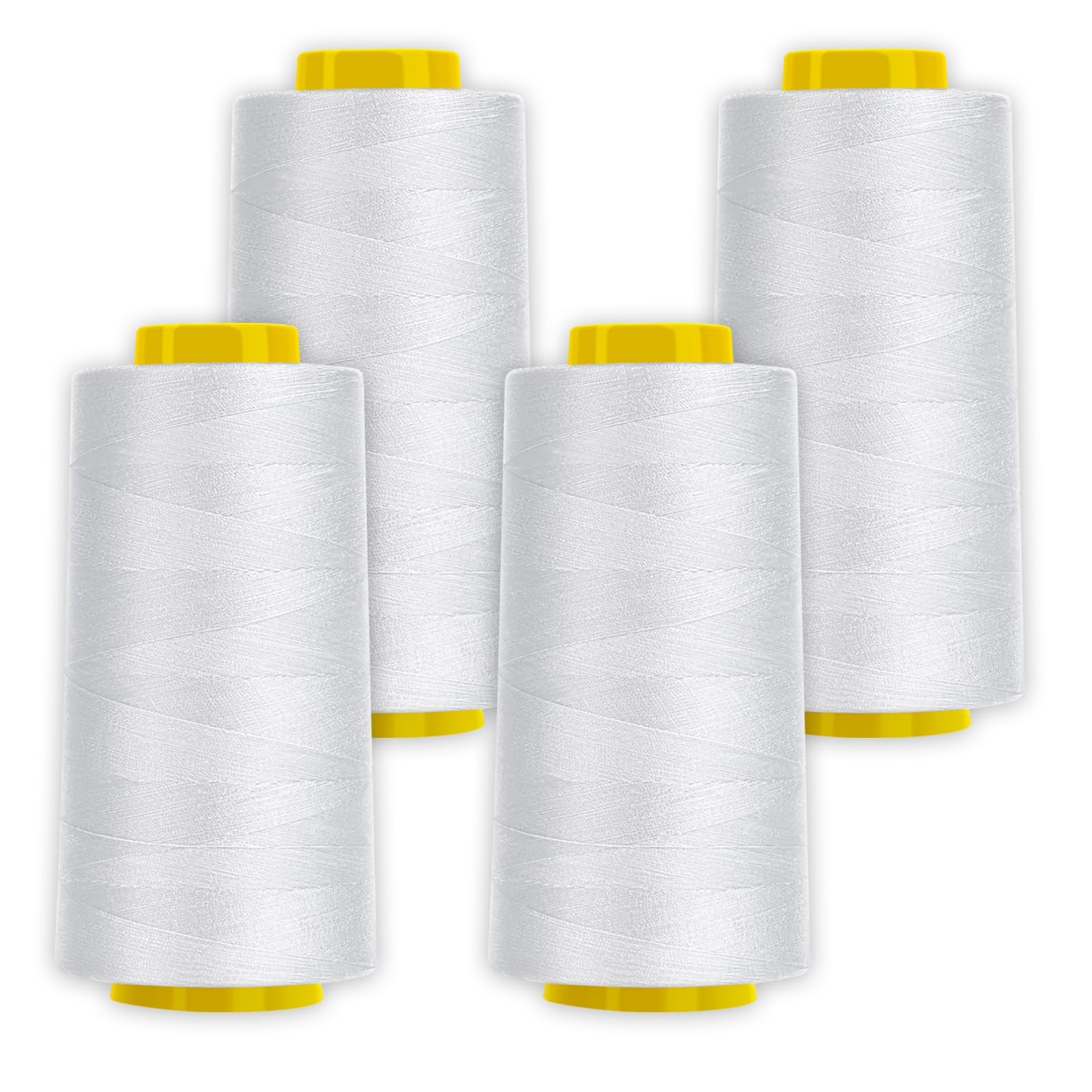 4 PCS Serger Thread Cones 3000 Yd White Polyester Sewing Overlock Quilting
