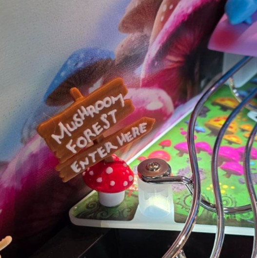 Mushroom Forest Sign - Alice Goes to Wonderland Pinball Playfield Accessory