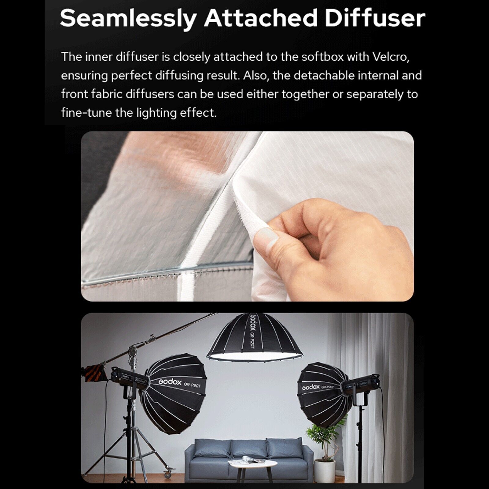 Godox QR-P120T 120cm Parabolic Softbox Quick Release Light Diffuser Softboxes