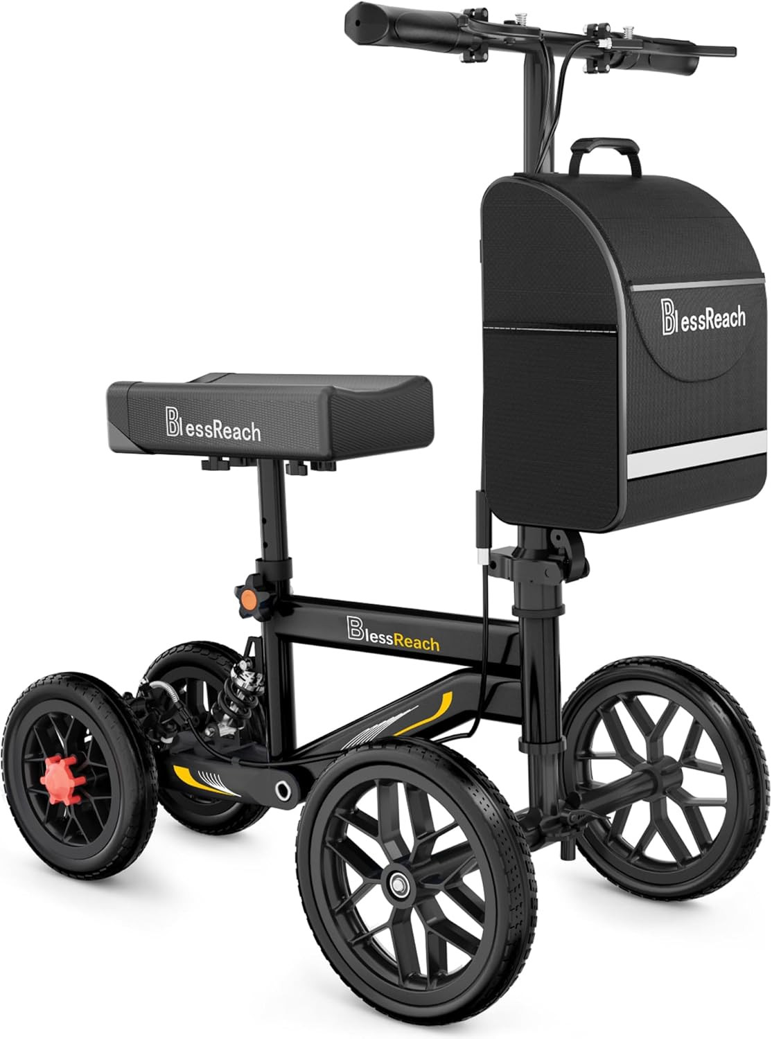 Deluxe Medical Scooter Double Handbrake, All Terrain Steerable Knee Scooter Crut