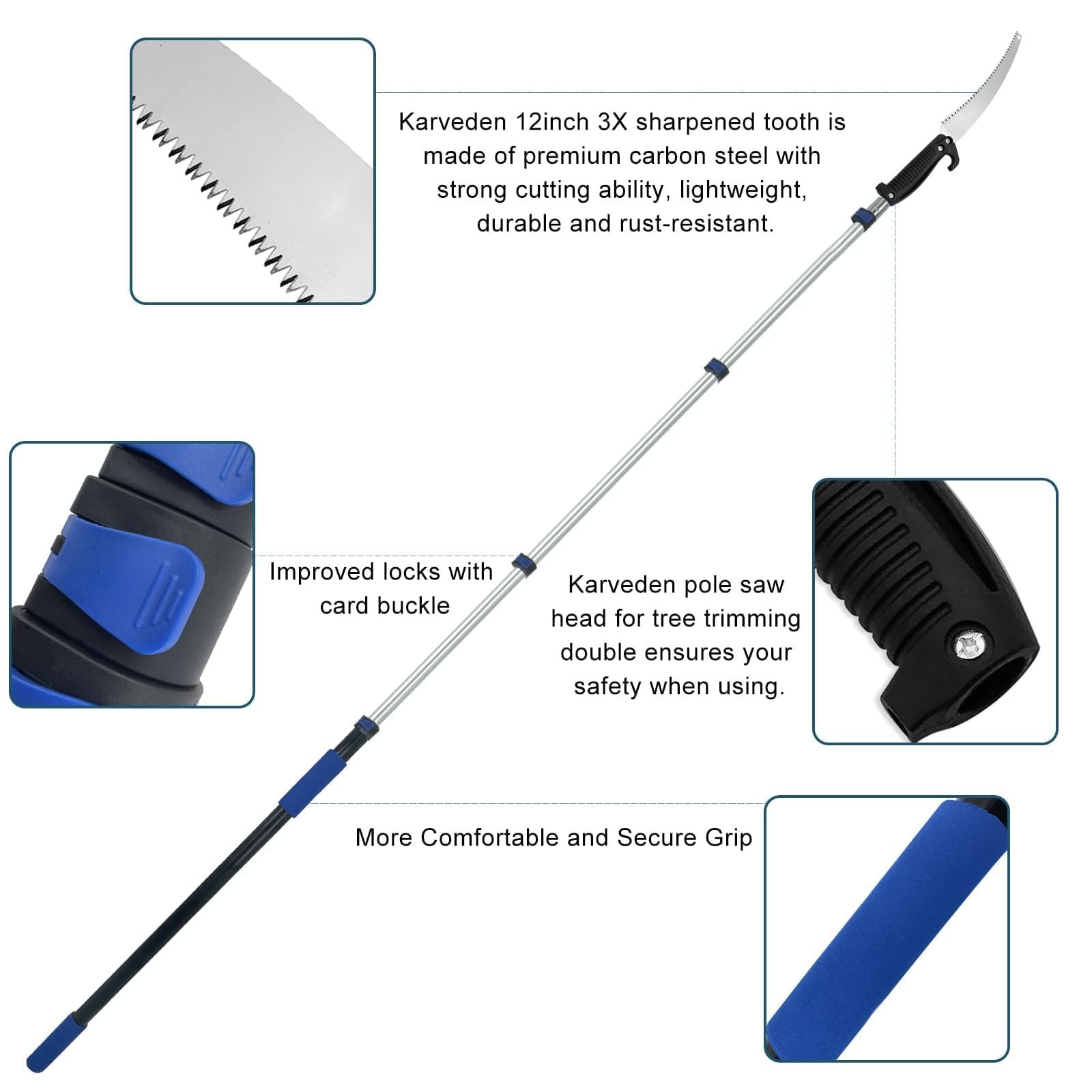 18FT Reach Pole Saws for Tree Trimming with 3-12FT Telescoping Extension Pole...