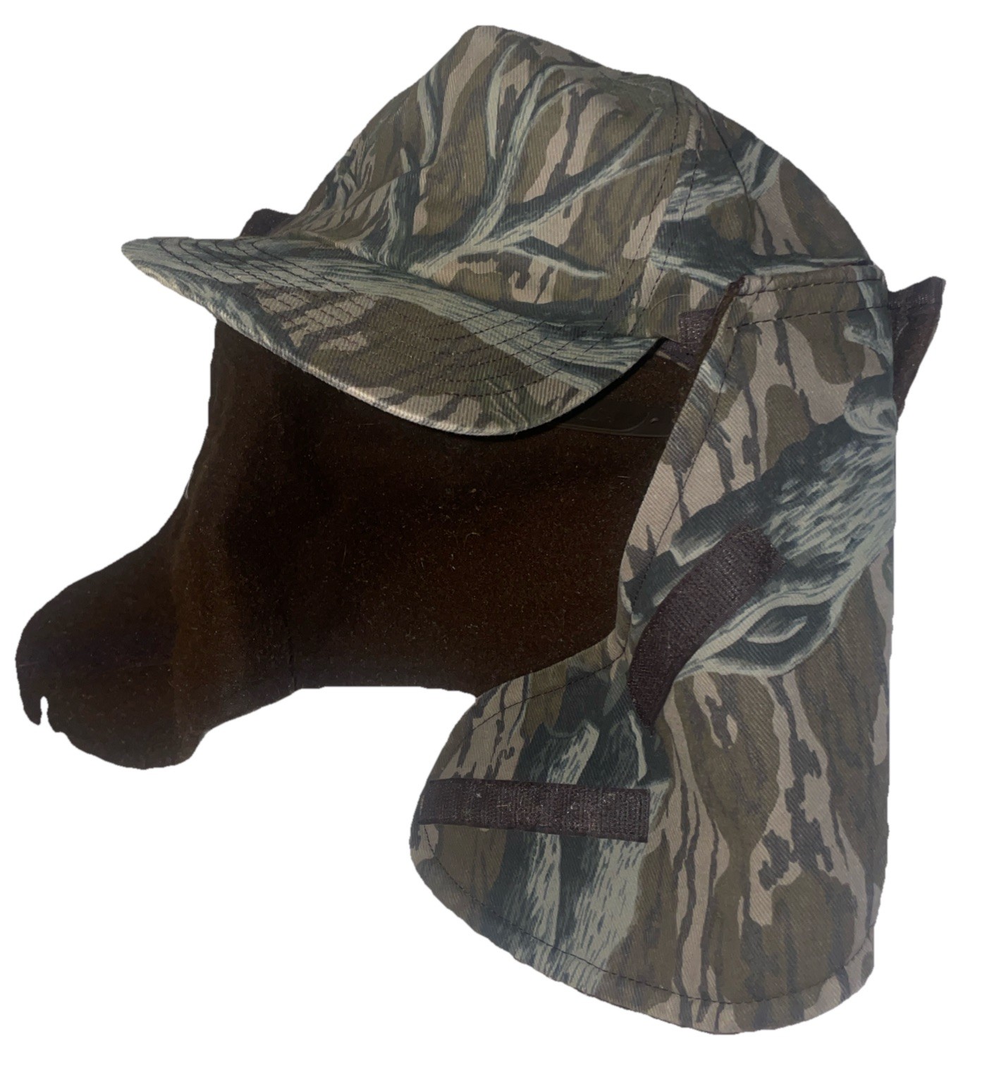 VTG 80s Mossy Oak Treestand Camo USA Made Hunting Hat w/ Modular Facemask Fleece