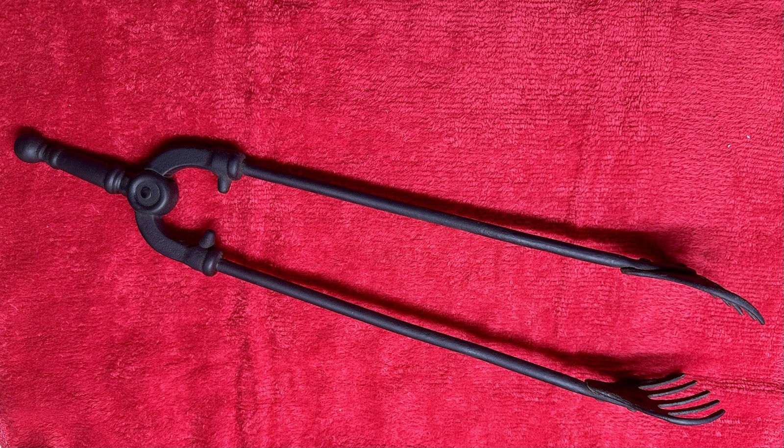 Victorian Era Cast Iron Coal Tongs Excellent Condition 16” Unique & Interesting