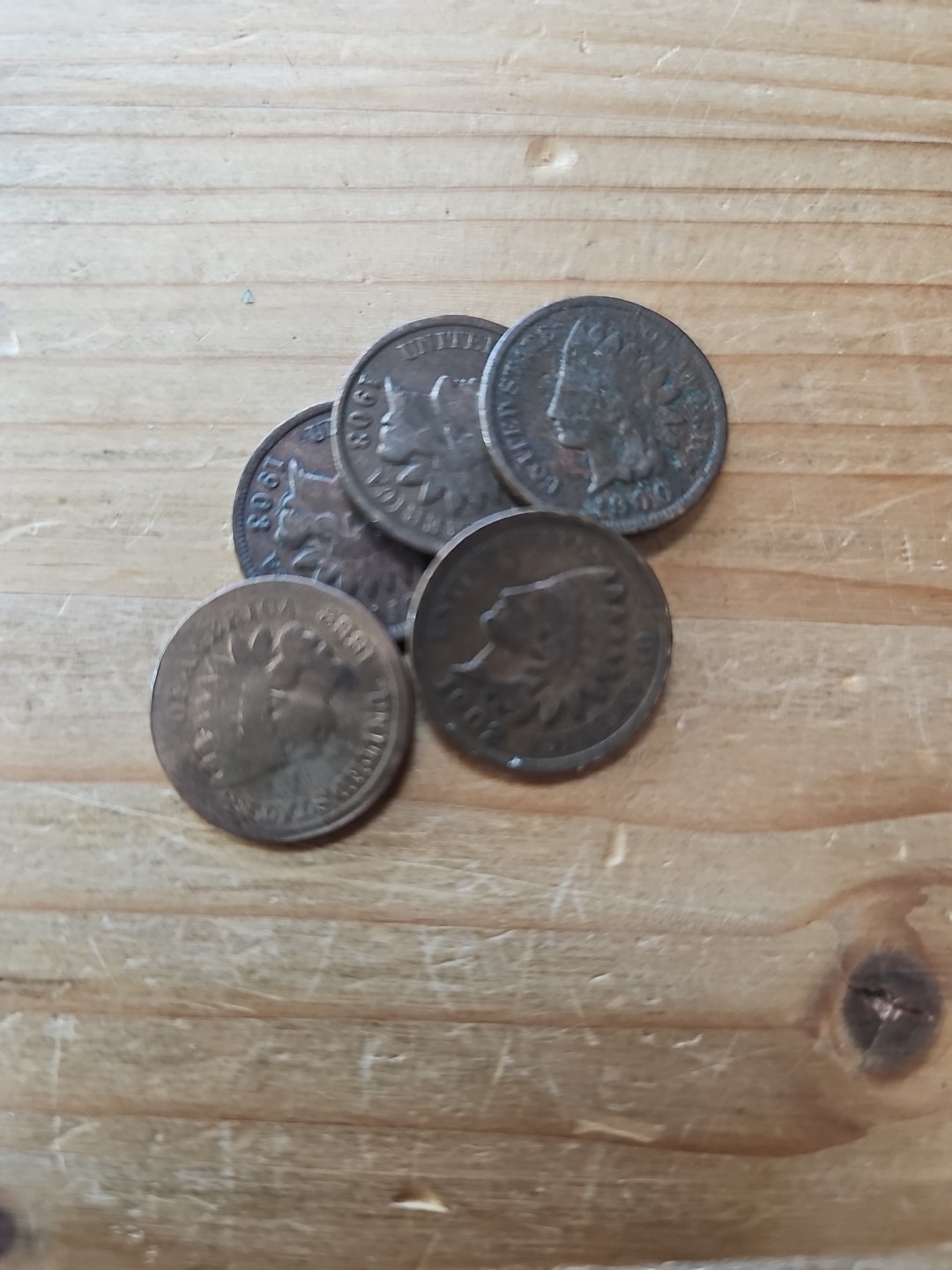 Indian Head 1 Cents Cull Lot of 5