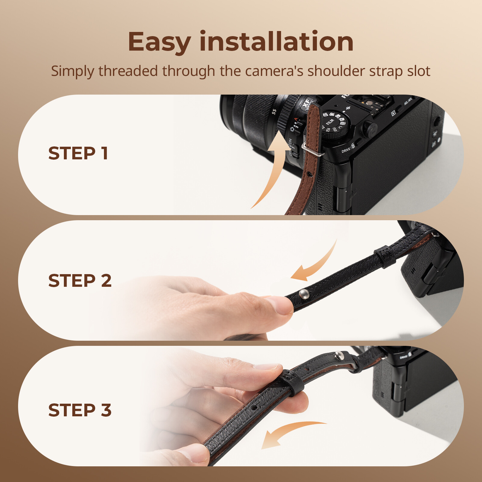 SmallRig Universal Leather Camera Neck Shoulder Strap for DSLR Max Load 10kg