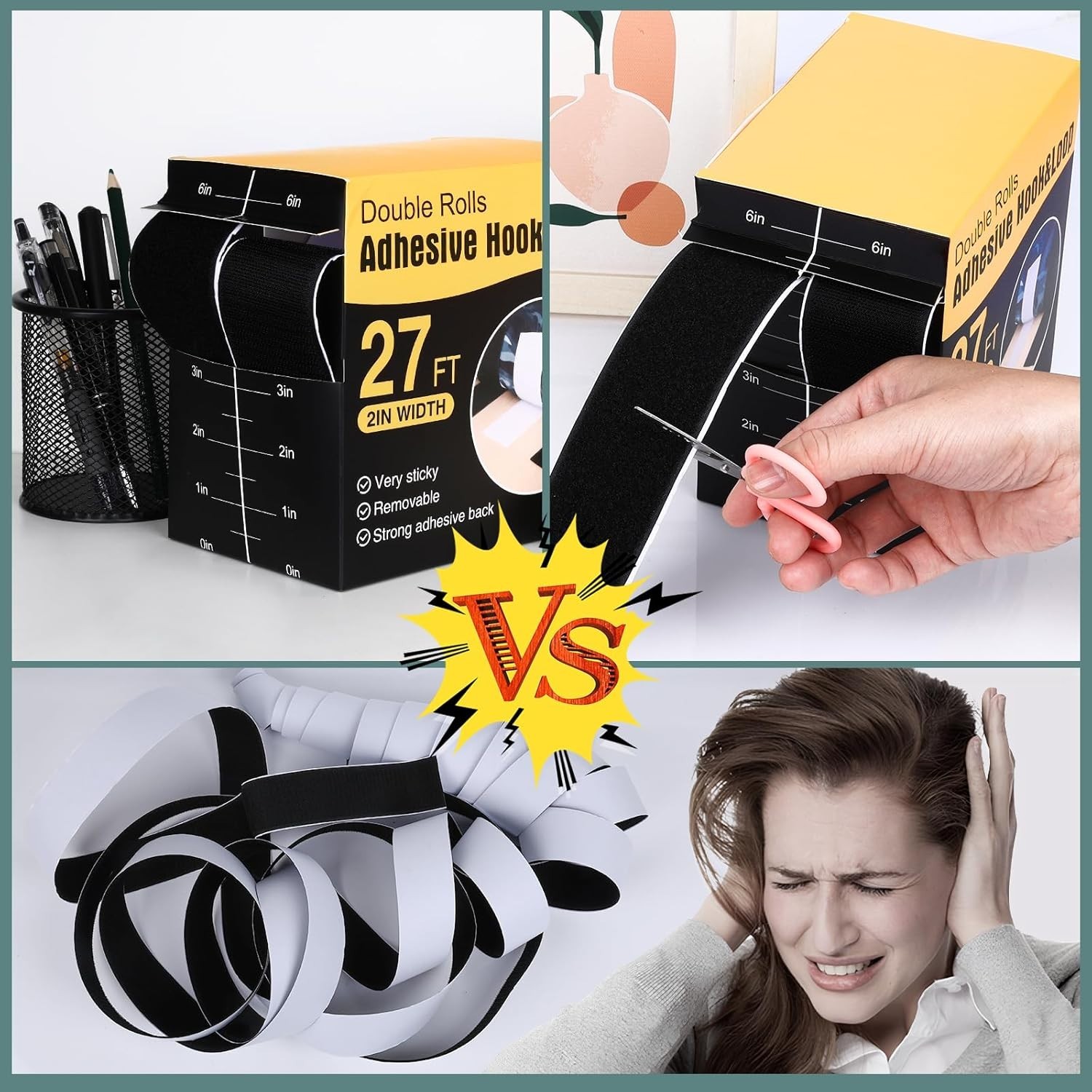 Pro 27Ft x 2In Hook and Loop Fastener Tape - Perfect for Home & Craft Projects
